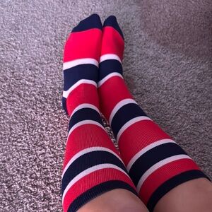 Red and Blue Striped Knee High Socks
